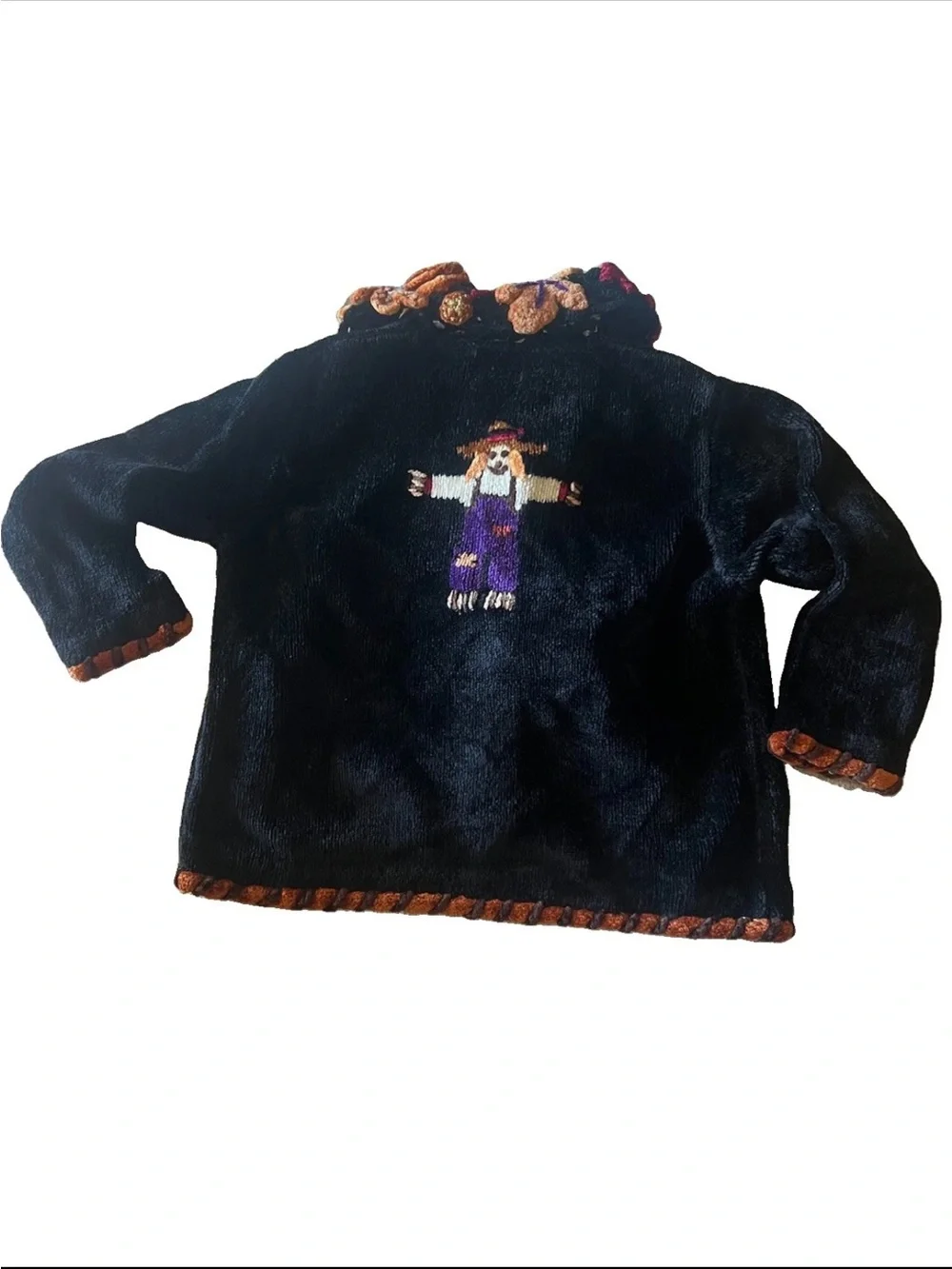 Vintage Sweater, Sweater Children’s Size 2 Fall Scarecrow Chenille 3D Cardigan